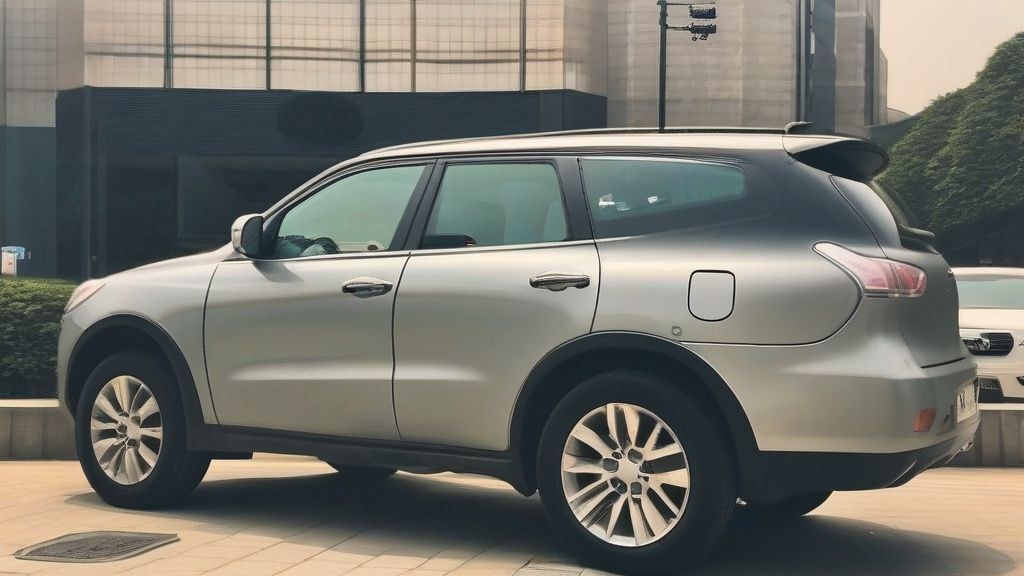 한국의 한적한 시골길을 달리는 하얀색 SUV 차량, 운전석에는 한국인 30대 남성이 부드러운 표정으로 운전하고 있다.