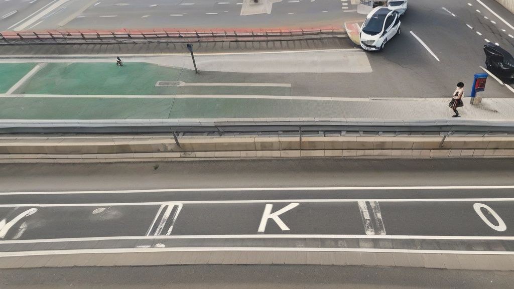 한국 고속도로를 달리는 차량들의 모습, 속도계가 70km/h를 가리키고 있음.