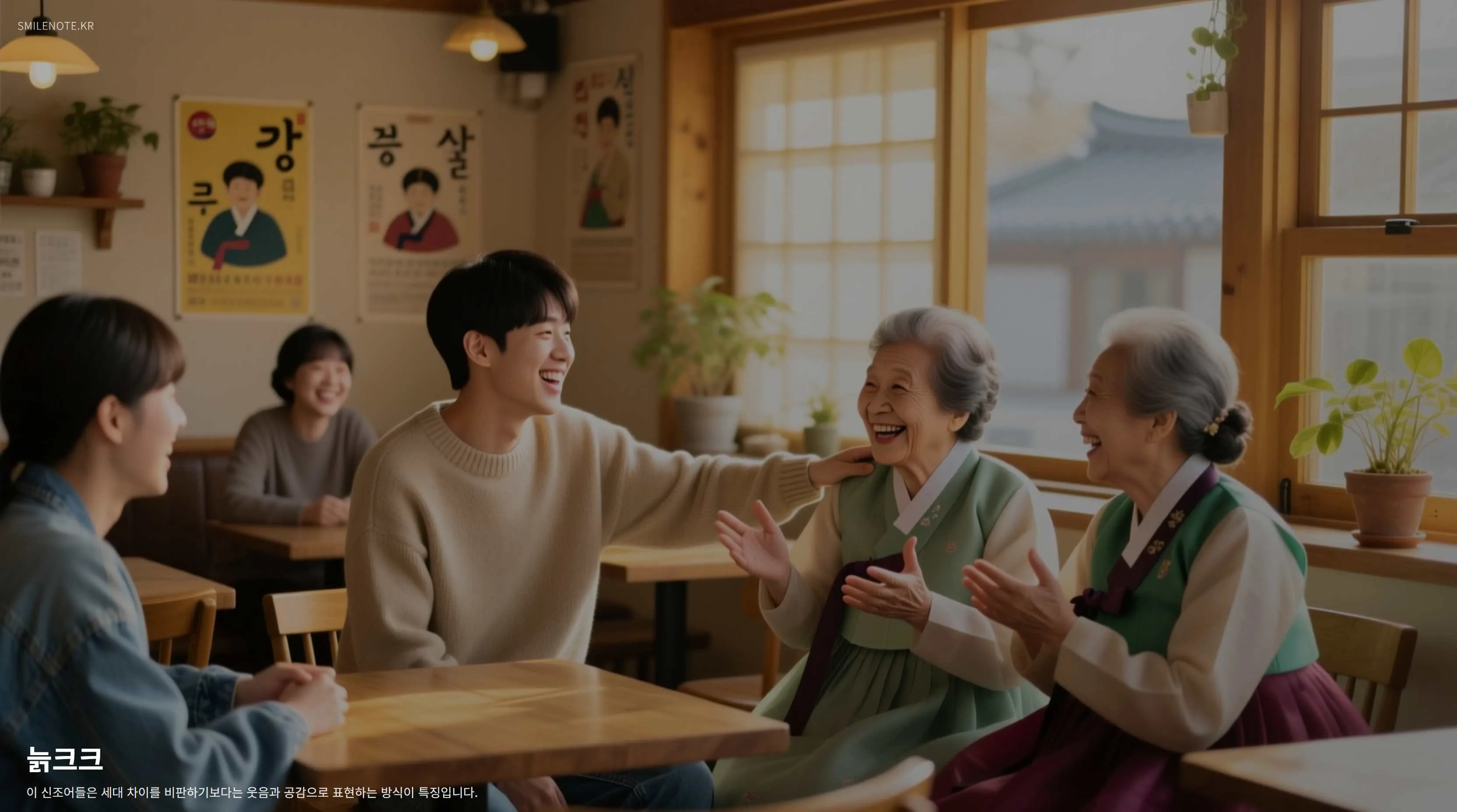 세대 차이를 웃음으로 표현하는 한국인들