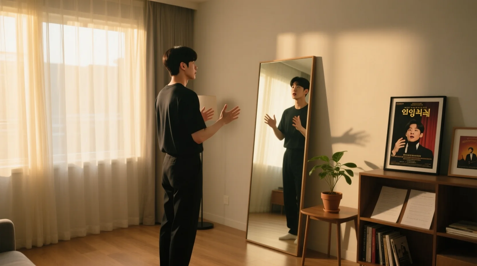 배우의 연기력 성장을 보여주는 연습 장면